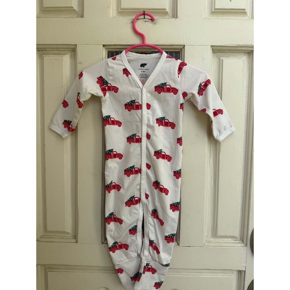 Monica + Andy Holiday Red Truck Christmas Tree Organic Cotton Sleeper‎ Size 6-9M